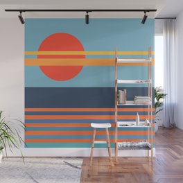 Paraiso - Colorful Sunset Retro Abstract Geometric Minimalistic Design Pattern Wall Mural