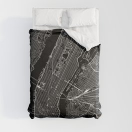 New York City Black Map Comforter