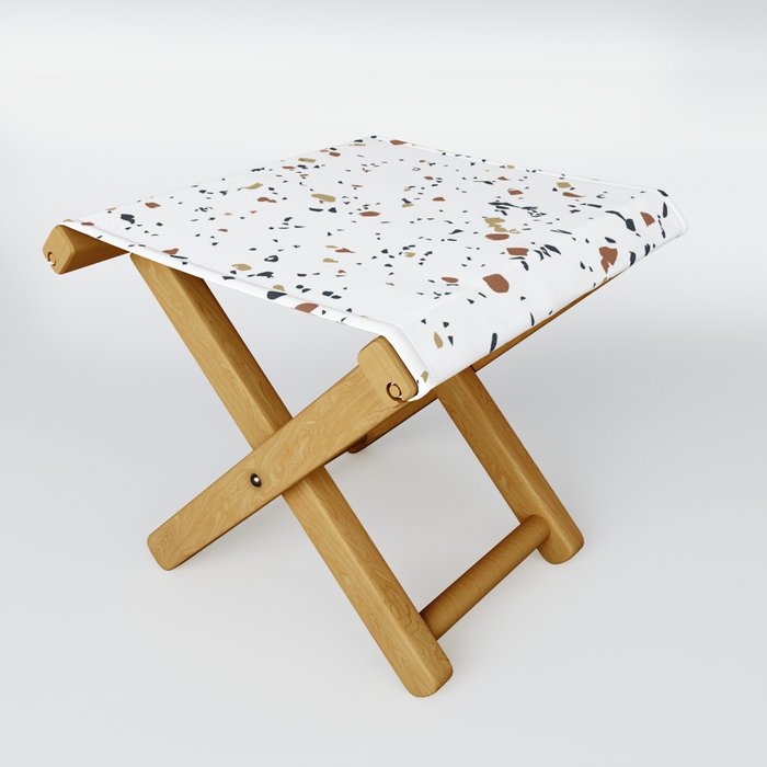 Mid Century Modern Abstract Terrazzo  Folding Stool