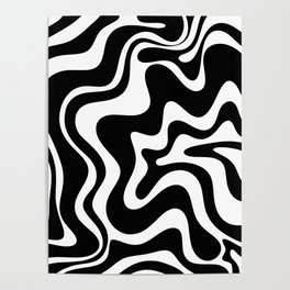 Liquid Swirl Abstract Pattern in Black and White Poster