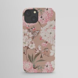 Vintage Japanese Garden in Tan and Blush  iPhone Case