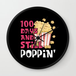 Days Of School 100th Day 100 Popcorn Popping Wall Clock