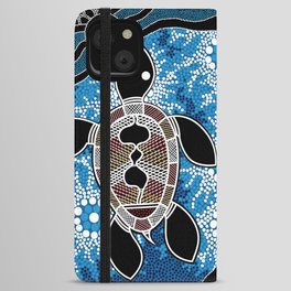 Authentic Aboriginal Art - Sea Turtles iPhone Wallet Case