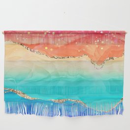 Vibrant Rainbow Glitter Agate Texture 02 Wall Hanging