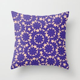 Magic Stars Circles and Flowers, Purple Color Throw Pillow