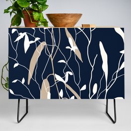 Meadow Grasses Floral on Navy Credenza