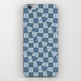 Warped Checkerboard Grid Illustration Blue Green iPhone Skin