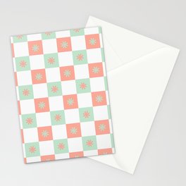 Flower Checkered Pattern Stationery Card