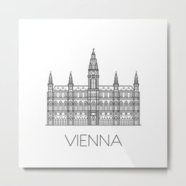 Town Hall Vienna Austria Black and White Metal Print | Austria, Illustration, Blackandwhite, Simplicity, Europeanbuilding, Europeancapital, Elegant, Capital, Europe, European 