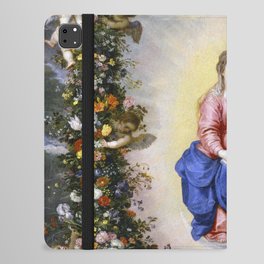 Virgen con Ángeles Flower Garland Mary with Angels iPad Folio Case