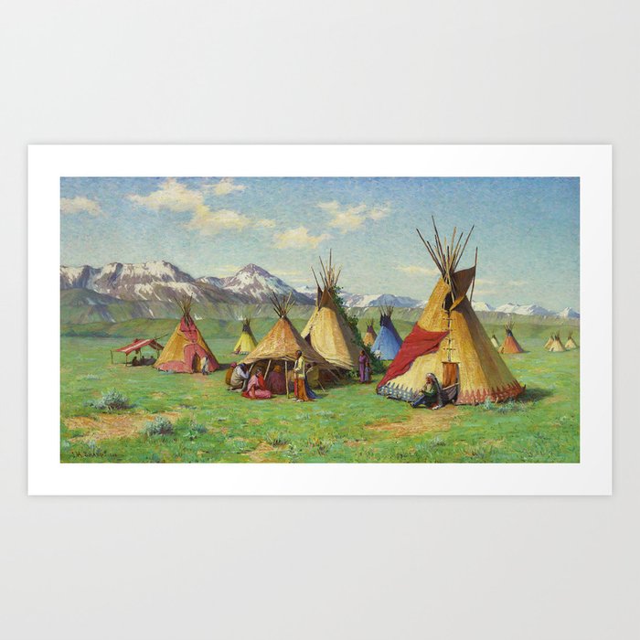The Medicine Teepee | Native Indigenous American Masterpiece | Joseph Henry Sharp | landscape painting Art Print