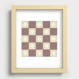 Minimal checkerboard postage stamp daisy pattern 2 Recessed Framed Print