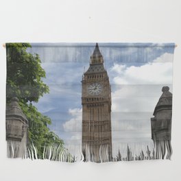 Great Britain Photography - Big Ben Under The Blue Cloudy Sky Wall Hanging