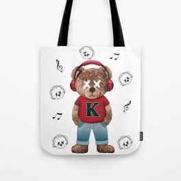 Hip Hop Earphone Bear Tote Bag