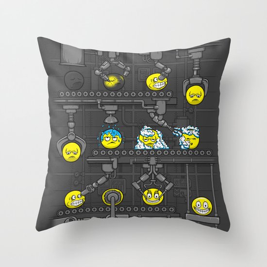 Smiley Factory Throw Pillow