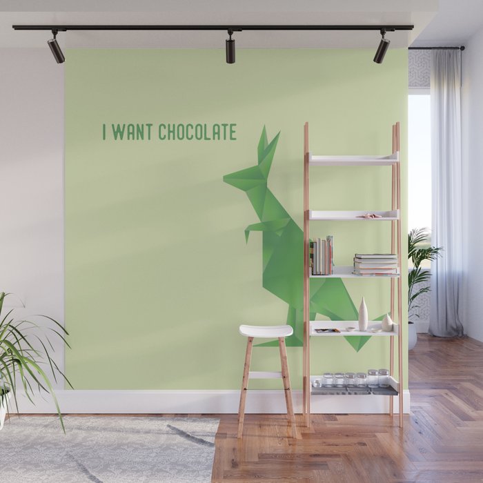 I Want Chocolate Origami Green Kangaroo Wall Mural By Happyplum