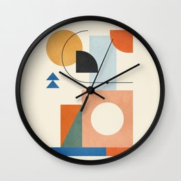 Geometric Color Play 02 Wall Clock | Illustration, Pattern, Minimal, Line, Color, Wall, Watercolor, Art, Shapes, Curated 