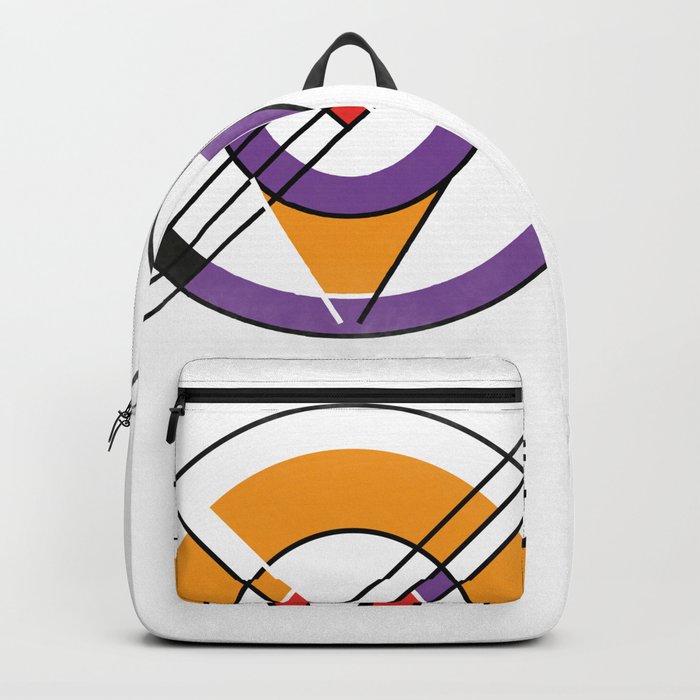Superhero geometric abstract orange purple Backpack