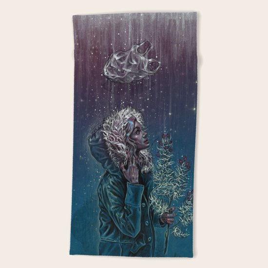 Blue Christmas Beach Towel