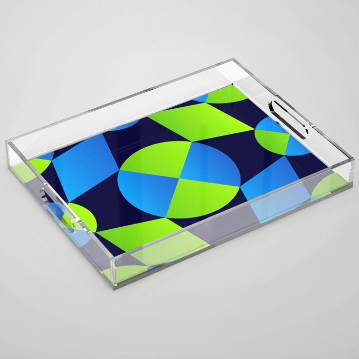 Green & Blue Color Arab Square Pattern Acrylic Tray