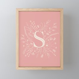 Botanical Letter S (Hibiscus Pink) Framed Mini Art Print