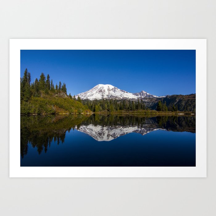 Mount Rainier Reflected in Lake Art Print