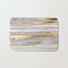 Luxury grey watercolor and gold texture Bath Mat
