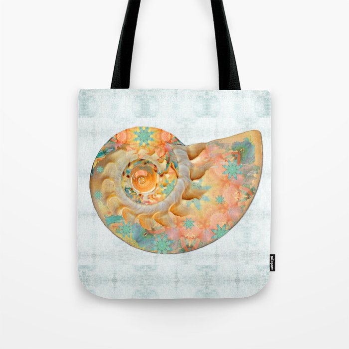 Beachy Beach Whimsical Enchanted Nautilus Shell Art Tote Bag