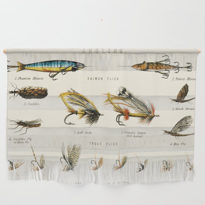 Illustrated Freshwater Fish Angling baits and fishing flies chart