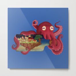 World in bottle: Atalantis (Octopus - monster) Metal Print | Monster, Digital, Illustration, World, Cartoon, Octopus, Sea, Mithology, Bottle, Mith 