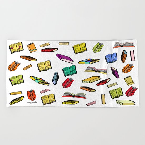 Books all over Beach Towel