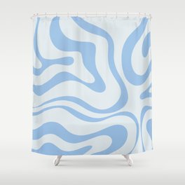 Soft Liquid Swirl Abstract Pattern Square in Powder Blue Shower Curtain