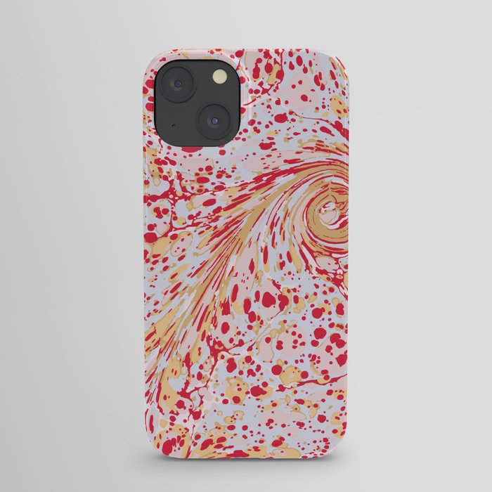 Boho bubbles and twirl pattern red and white iPhone Case