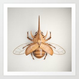 Wooden Rhinoceros Beetle Art Print
