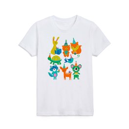 birthday party animals- on white Kids T Shirt