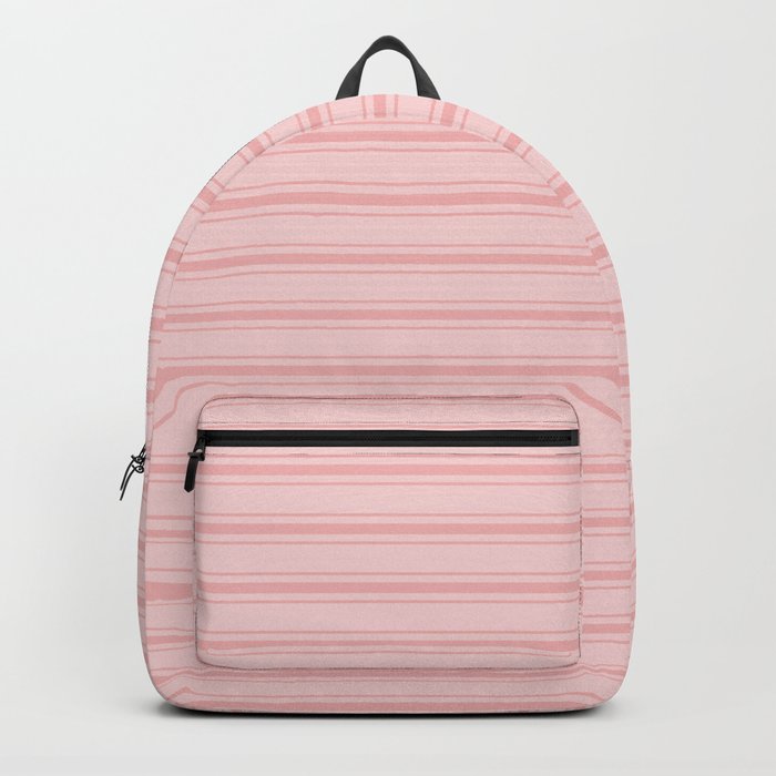 Wide Soft Blush Pink Mattress Ticking Stripes Backpack