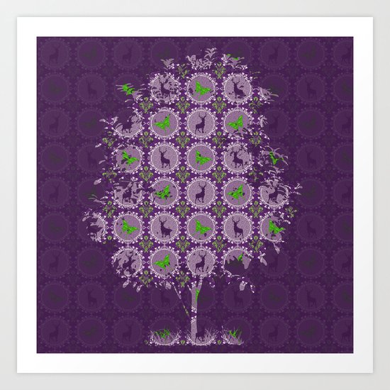 Deer Butterfly Art Print