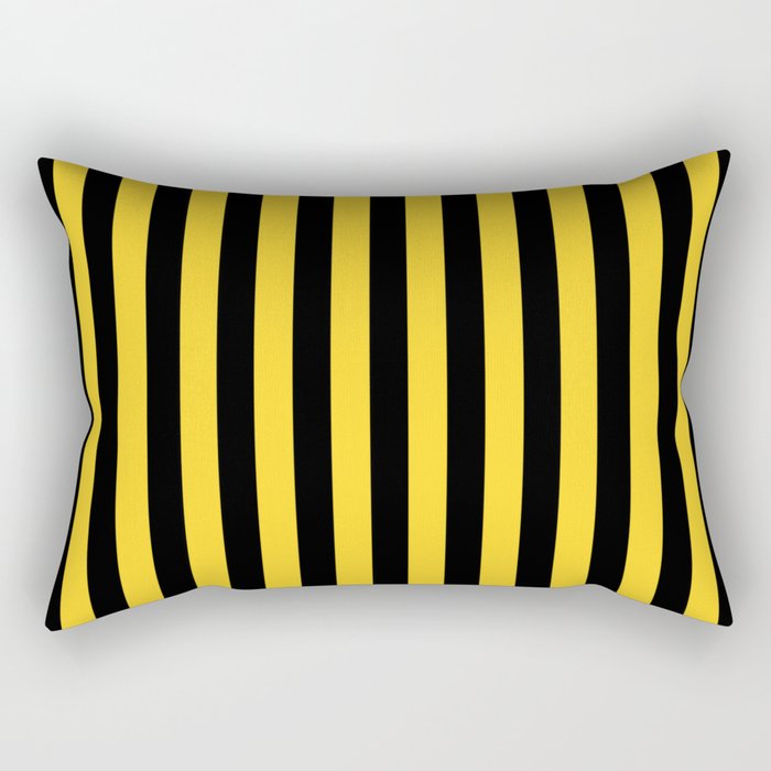 Yellow and Black Large Tent stripes Rectangular Pillow