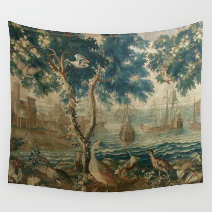 Antique French Louis XIV Beauvais Landscape Tapestry Wall Tapestry