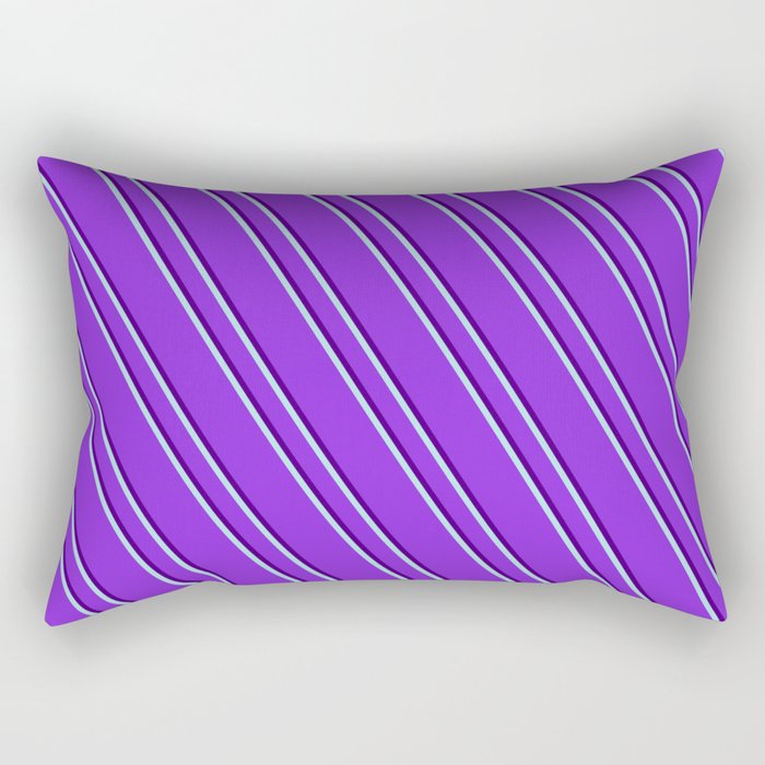 Purple, Indigo & Powder Blue Colored Lines/Stripes Pattern Rectangular Pillow