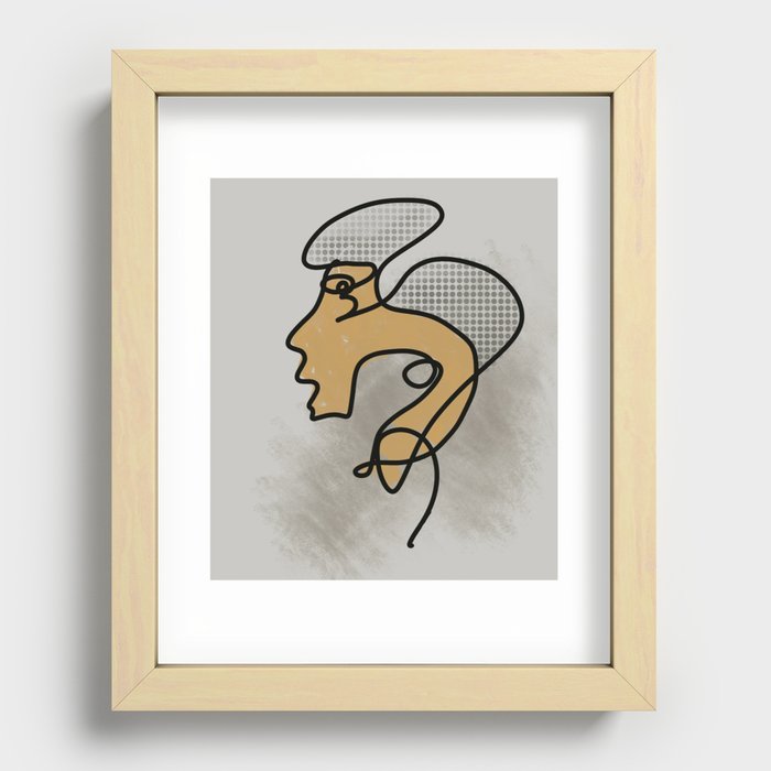 Draw one line - Portrait Recessed Framed Print