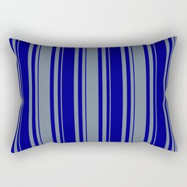 [ Thumbnail: Slate Gray and Blue Colored Lined Pattern Rectangular Pillow ]