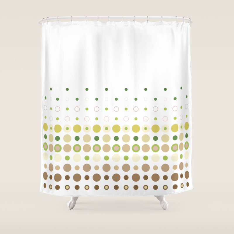 Polka Dot Escalation Chartreuse Taupe Shower Curtain By