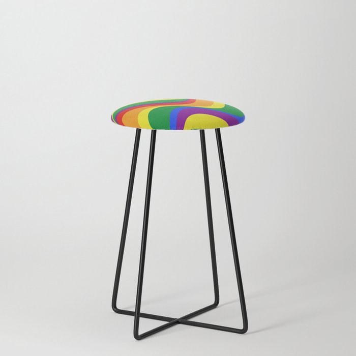 Pride flag wavy Counter Stool