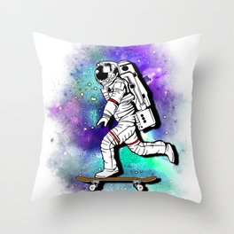 Space Skating Astronaut Skateboard Skater tee t-shirt Throw Pillow