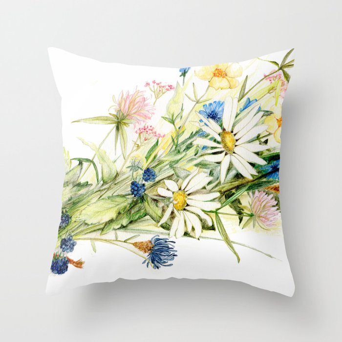 Bouquet of Wildflowers  Throw Pillow