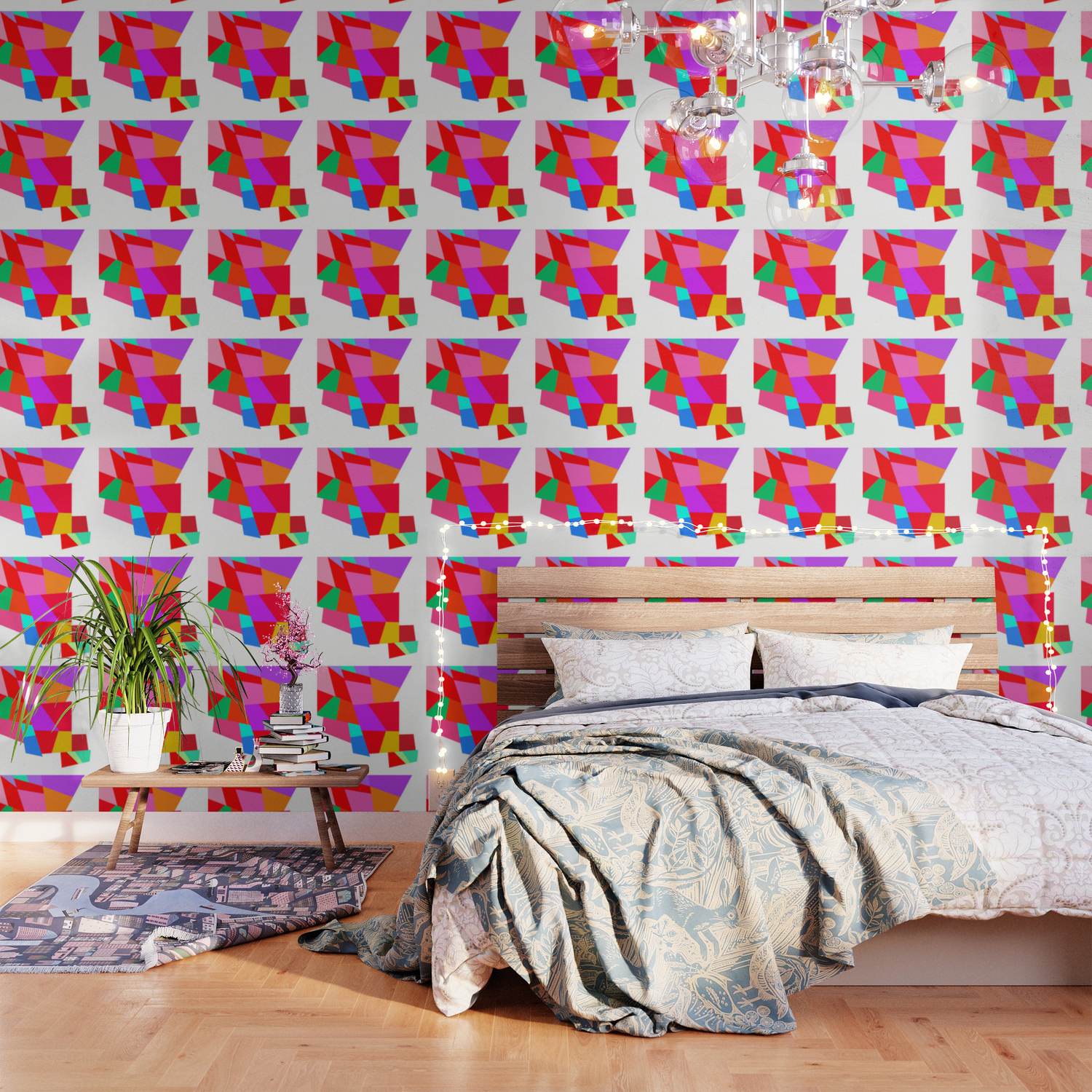 Happy Colourful Geometric Pattern Wallpaper By Dominiquevari