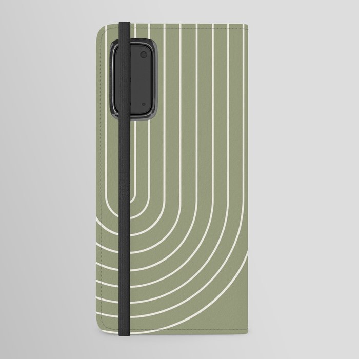 Minimal Line Curvature LXXXII Earthy Sage Green Mid Century Modern Arch Abstract Android Wallet Case