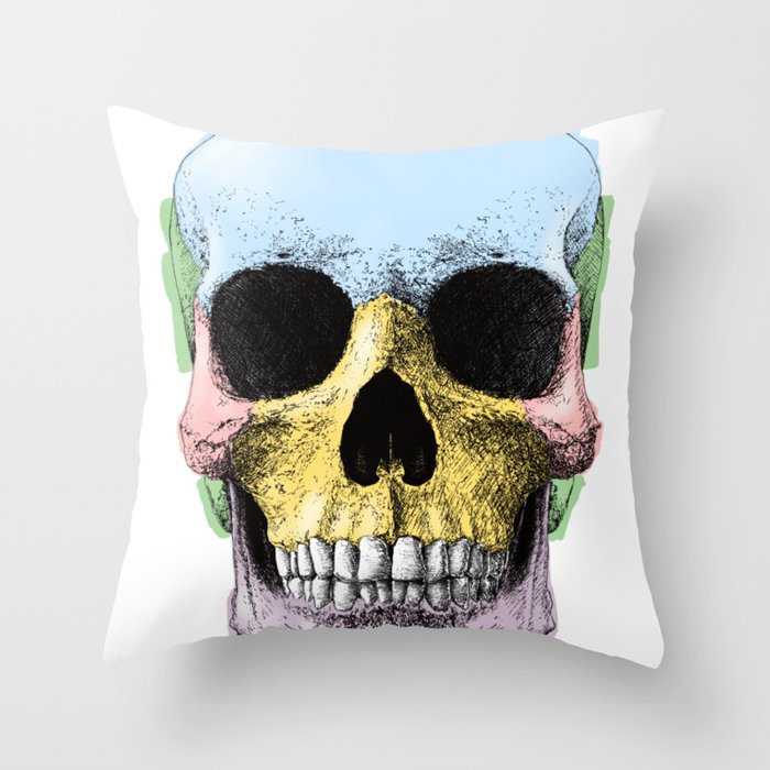Coloured Skull Throw Pillow