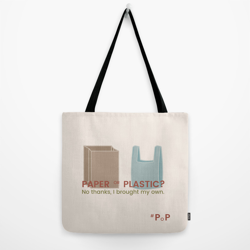 Paper Or Plastic Tote Bag